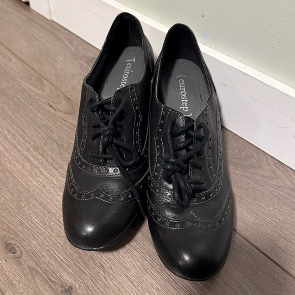 Eurostep Shoes - Eurostep | Gabrielle  Black Lace-Up heeled Oxford loafers - 8